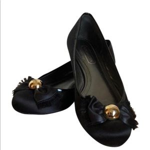 Coach Black Satin Angelika Flats